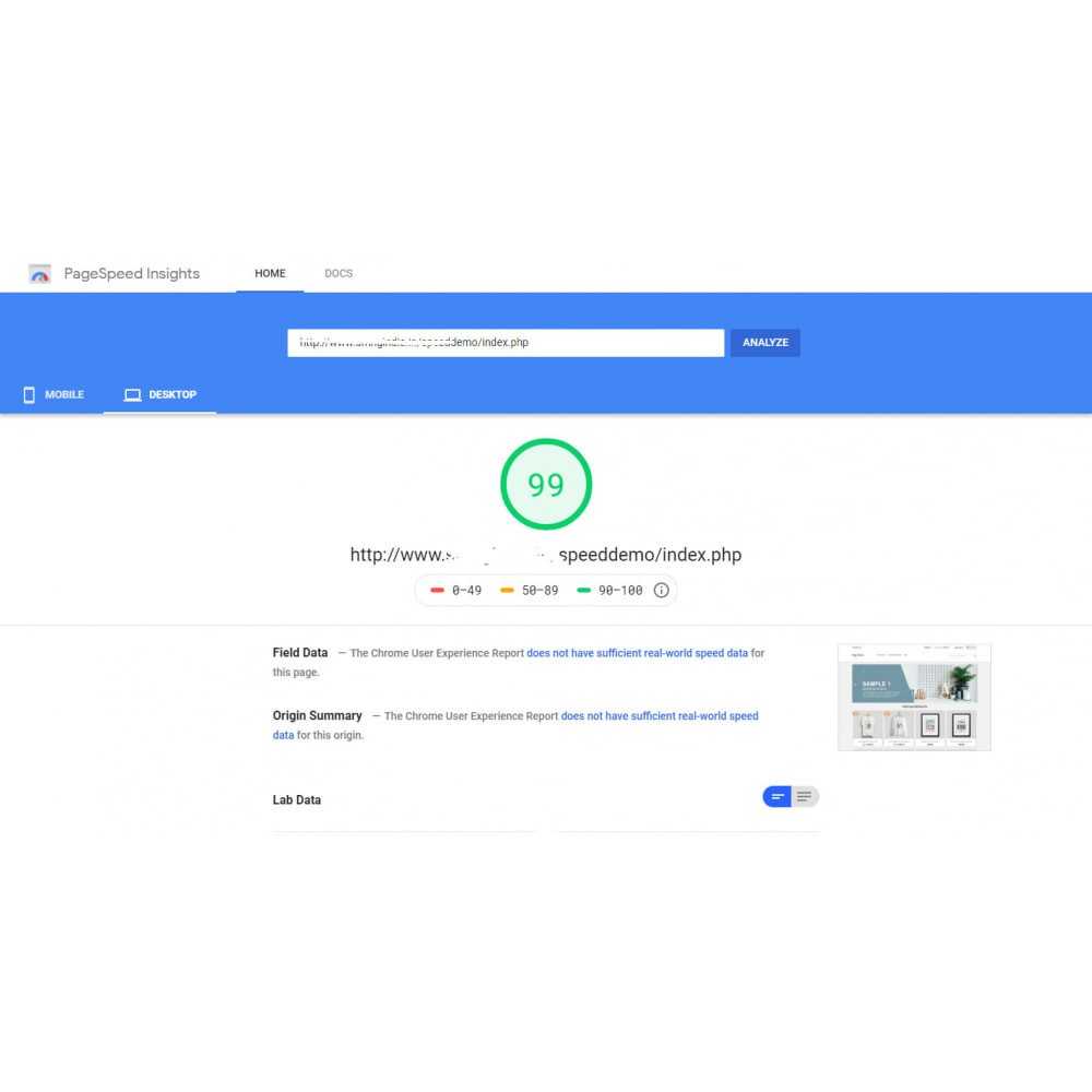 Module Google PageSpeed Insight PrestaShop