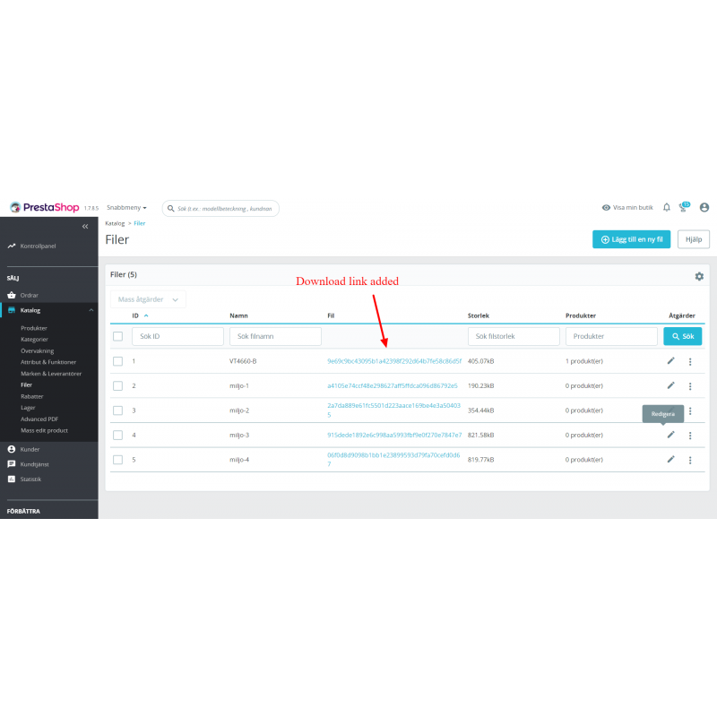 Prestashop Attachment Direct Download Link added - Product file
