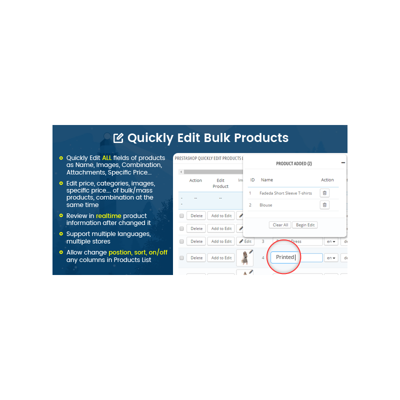Prestashop / Bulk / Mass editing products