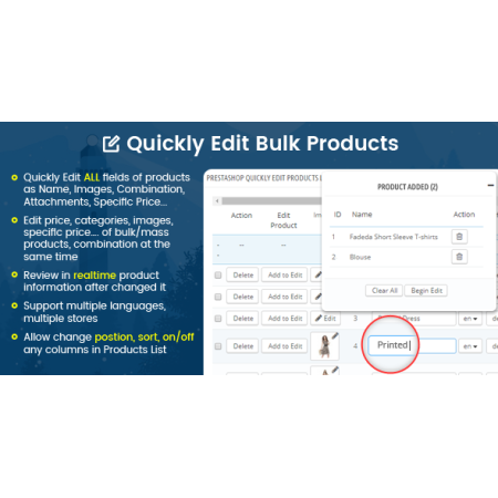 Prestashop / Bulk / Mass editing products