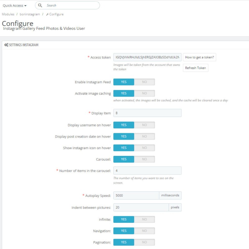 Prestashop Instagram Social Feed Bilder Reels/Video - Responsiv
